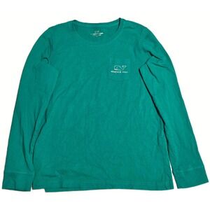 Vineyard Vines Long Sleeve T Shirt Men's Size M Green Cotton Whale Poket